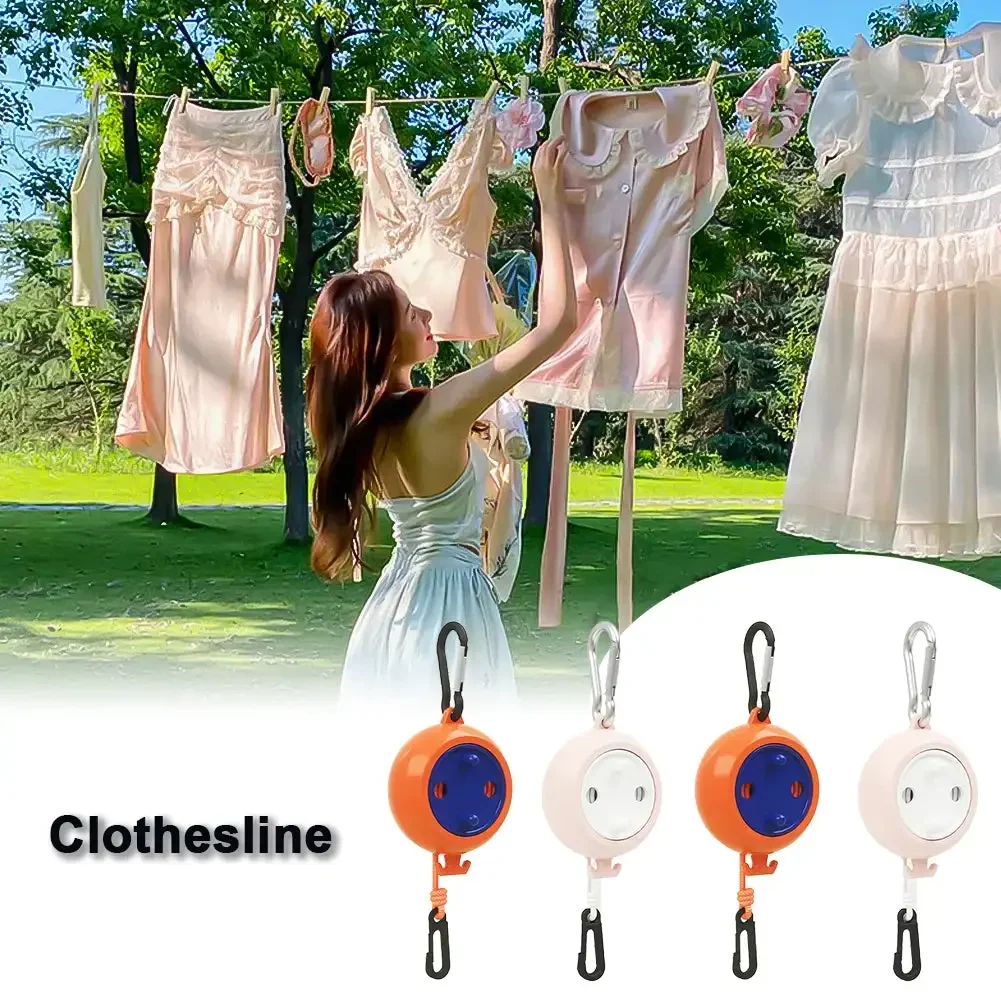 10m Non-Perforated Clothesline Retractable Portable Travel Drying Rack Outdoor Camping Windproof Portable Hanging Rack Clothing