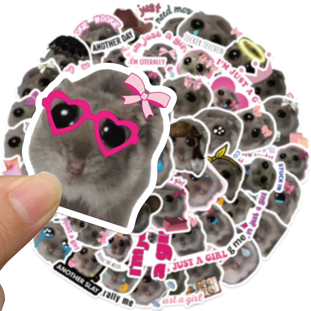 56PCS Funny Sad Hamster Meme Just a Girl Sticker Aesthetic DIY Stationery Children\'s Sketchbook Laptop Diary Scrapbook Supplies