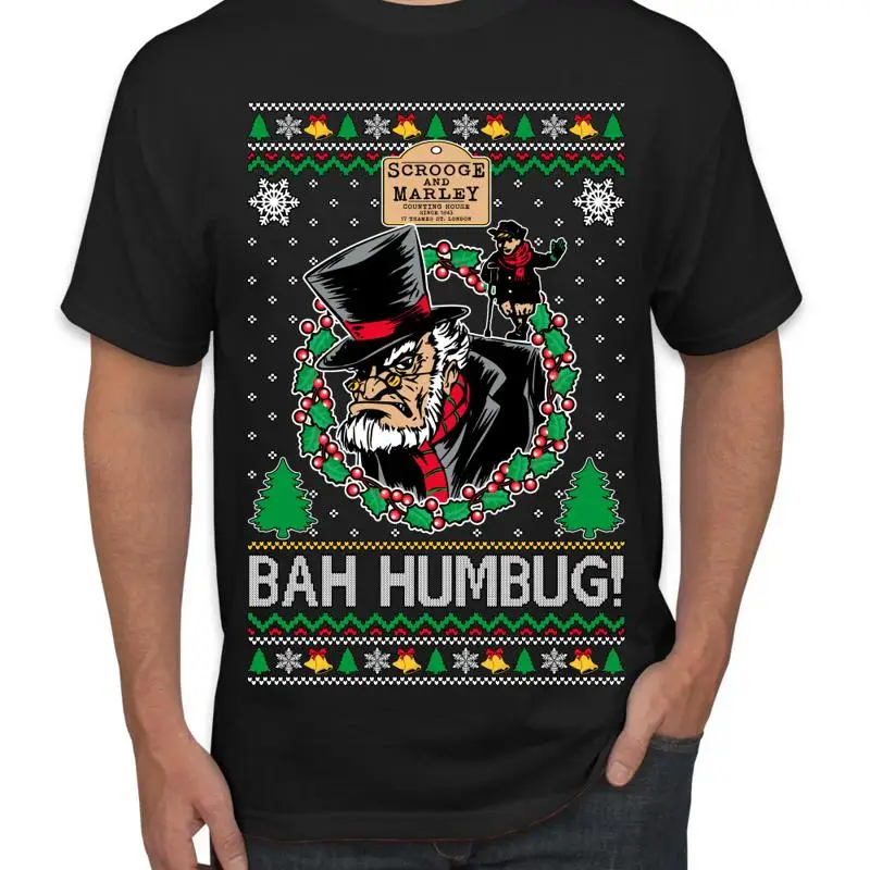 Scrooge BAH HUMBUG Christmas Carol Novel Men T Shirt