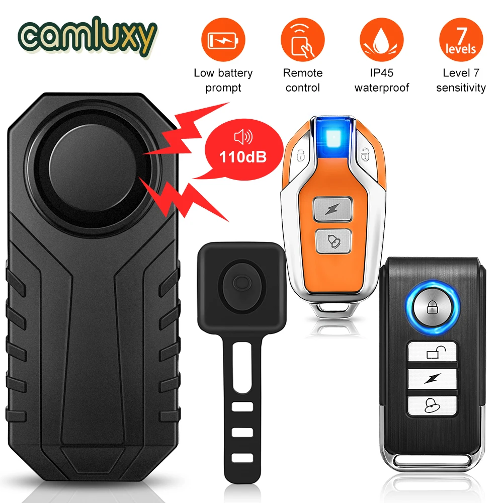 Camluxy Wireless Bicycle Alarm Horn Waterproof Anti-Theft Remote Control Vibration Alarm For Bike Motorcycle Electric Scooter