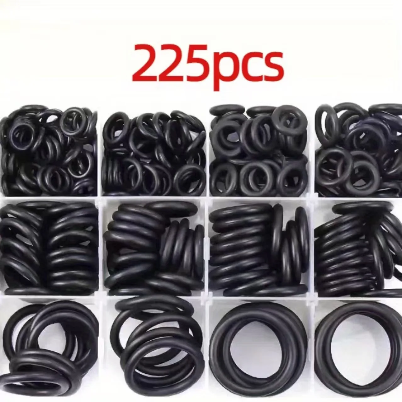 225Pcs Assorted Sizes O-Ring Kit, Oil & Water Resistant Durable Rubber Seals for Automotive Machinery Plumbing