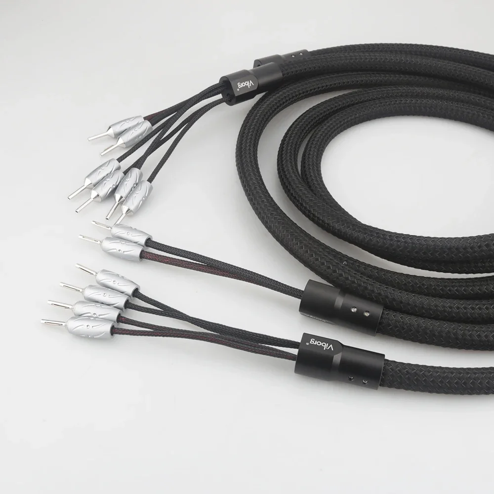 Viborg VS901 High Fidelity สายลําโพง Viborg ทองแดงบริสุทธิ์กล้วยปลั๊ก Biwire สายลําโพงสําหรับ HiFi, โฮมเธียเตอร์