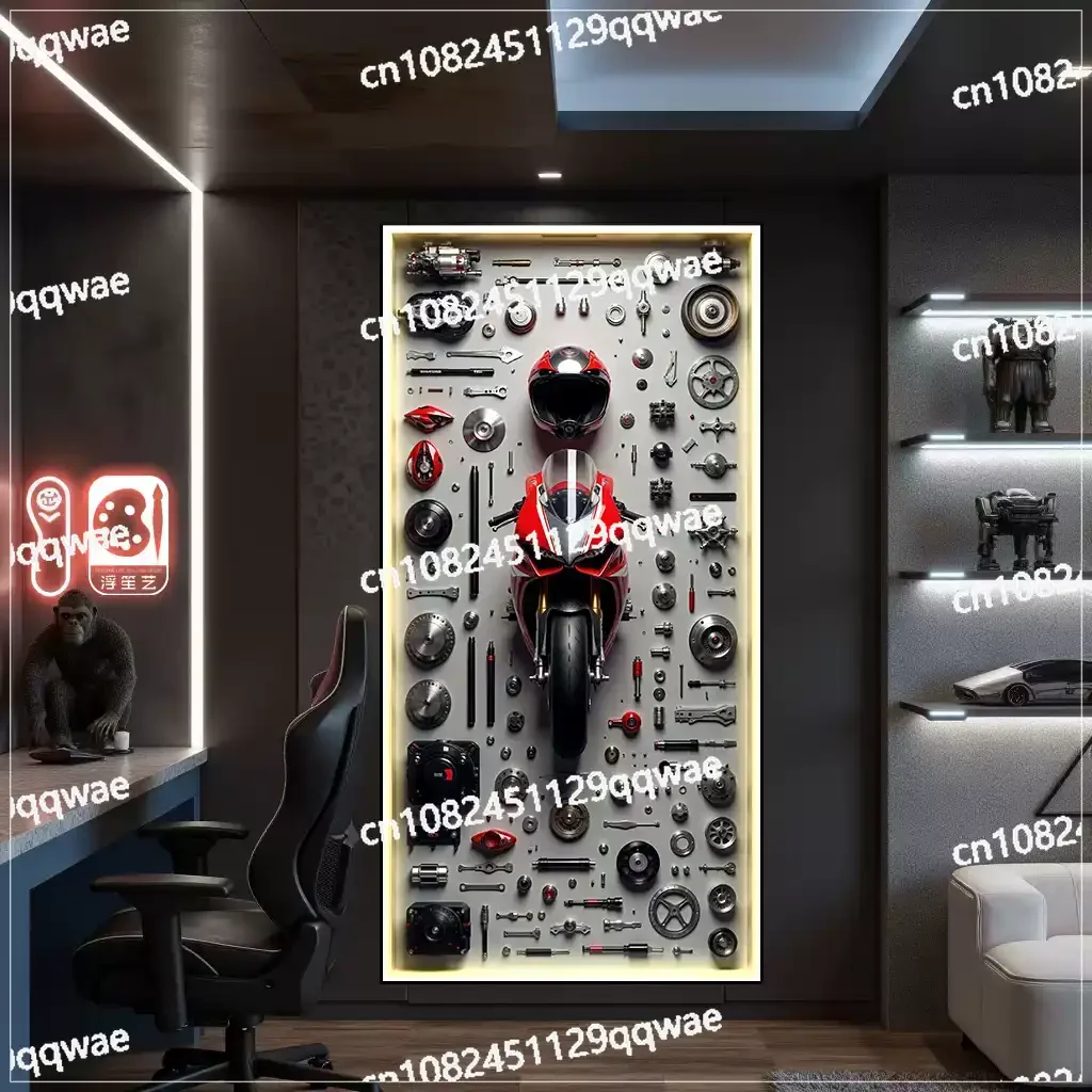 Decorative painting high-end led mural e-sports room Internet coffee locomotive hanging motorcycle hanging painting