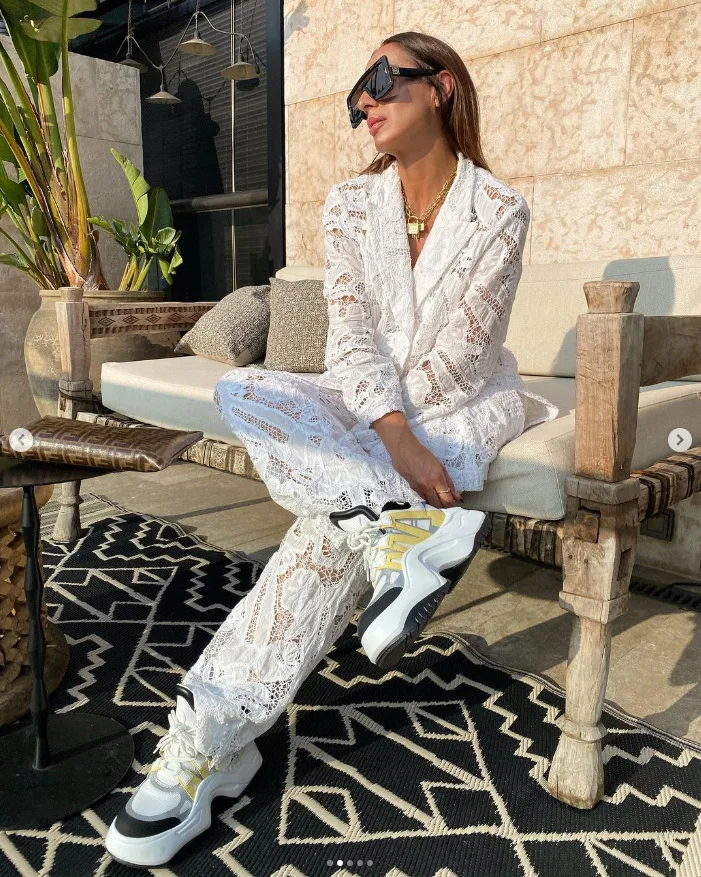 Vintage Women Lace See Though Long Sleeve Blazer Suit and Wide Leg Straight Pants Set 2026 Two 2 Piece Set Outfits