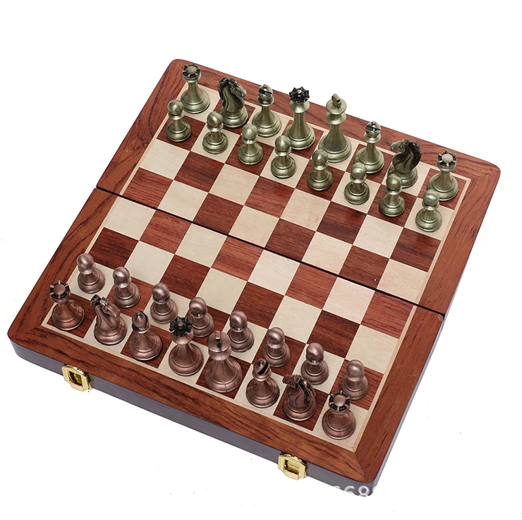 

High quality 3 in 1 fide nordic wooden tournament Metal chess black white pieces sets for men