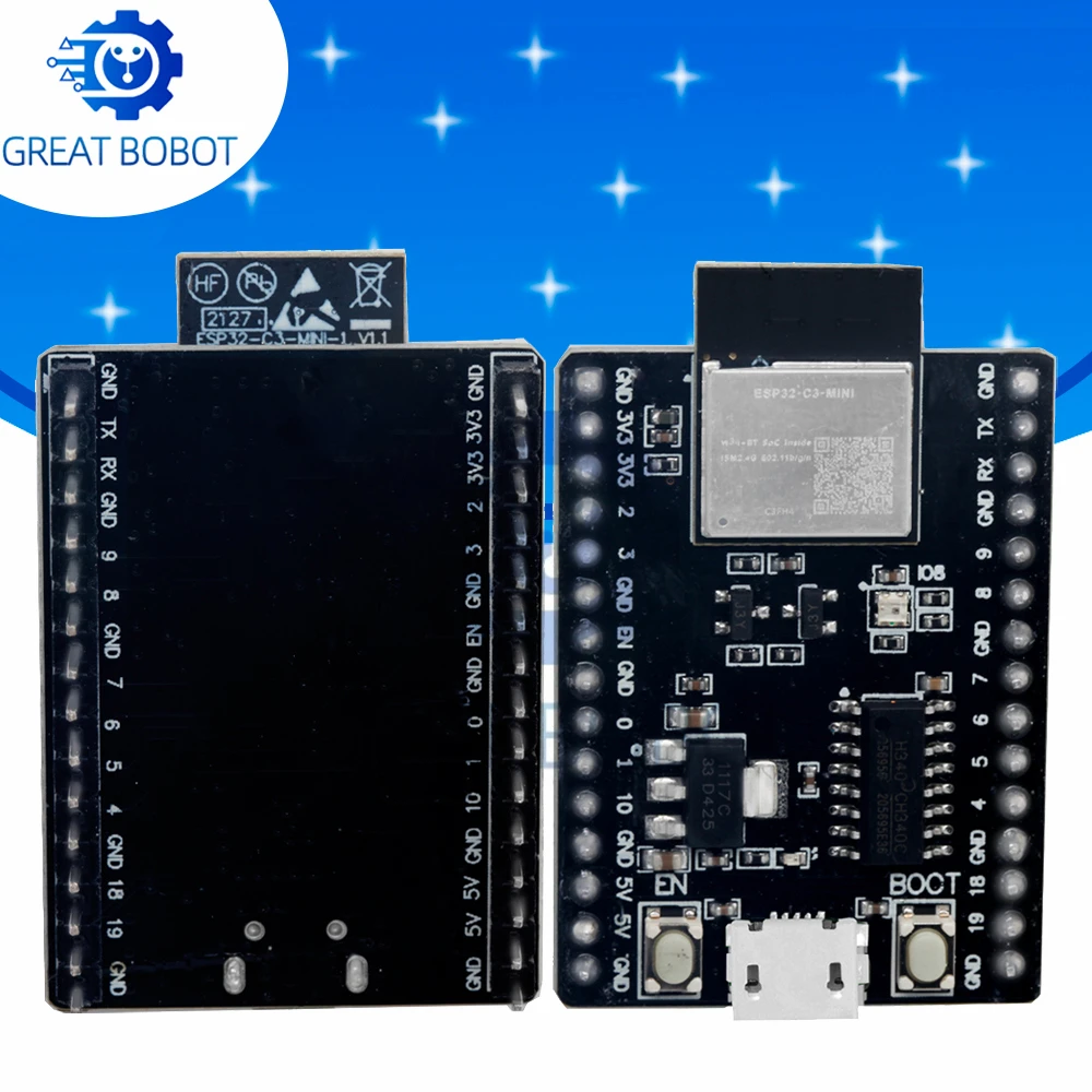 WiFi & Bluetooth 5.0 ESP32-C3-MINI-1 Module (1PC) – RISC-V 160MHz 4MB IoT Embedded Development Board
