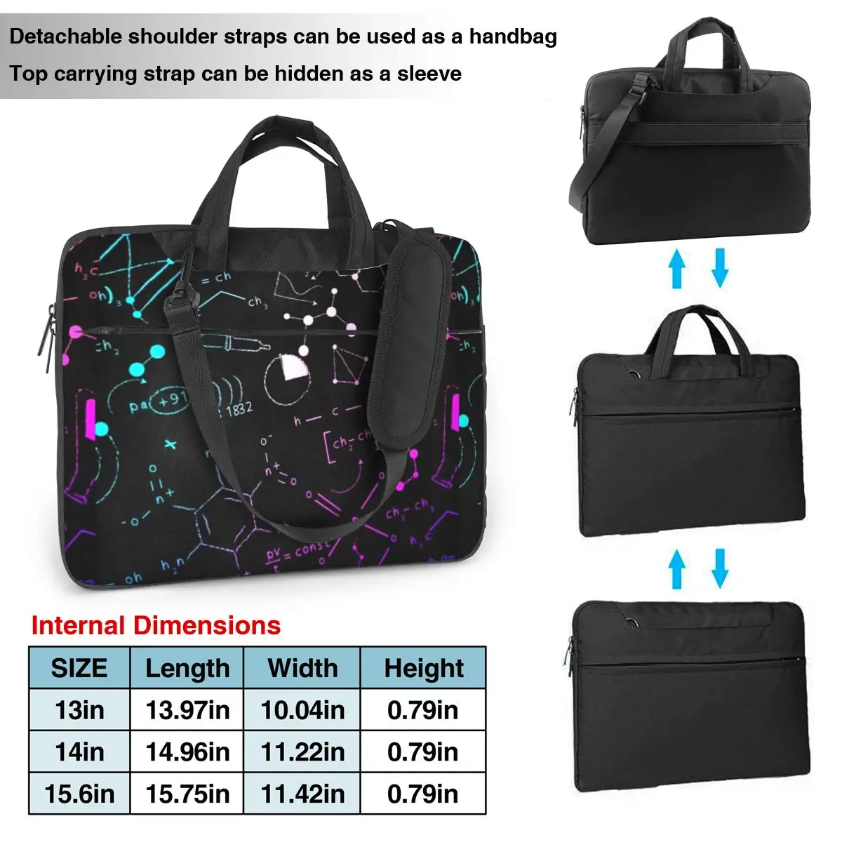 Physics And Chemistry Laptop Bag Protective Case Computer Bag 13 14 15.6 Inch Crossbody Laptop Pouch For Macbook Pro Air