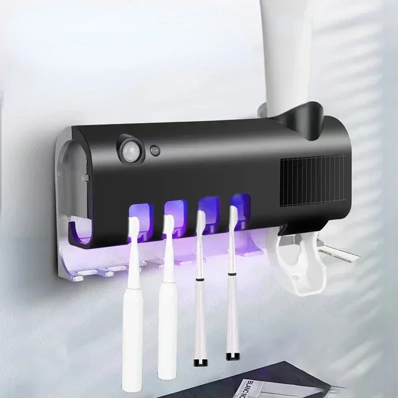 Holder Automatic Toothbrush Toothpaste Dispenser Set Dustproof Sticky Suction Wall Mounted Toothpaste Squeezer for Bathroom