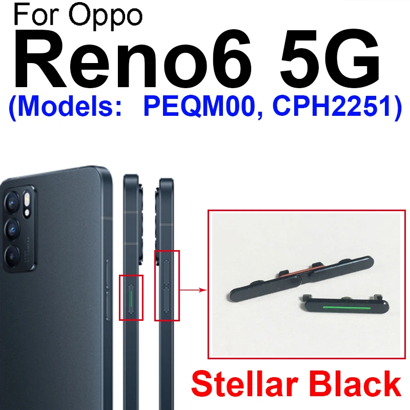 For OPPO Reno 6 6 Pro Plus 6 Lite 5G On Off Power Volume Up Down Keys Side Buttons Keypads Parts