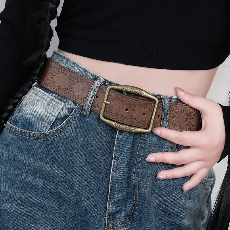 2024 New Retro Brown Belt, Women\'s High End, Ethnic Style Belt, Niche Design, American Jeans, Trendy