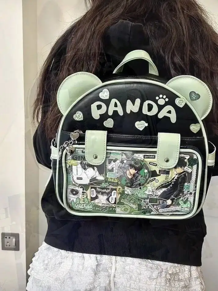 Bloom Versatile Panda Transparent Ita Bag Student 2025 Sweet Cute Anime Mini Backpack Girls Haruku Kawaii Mochila Aesthetic