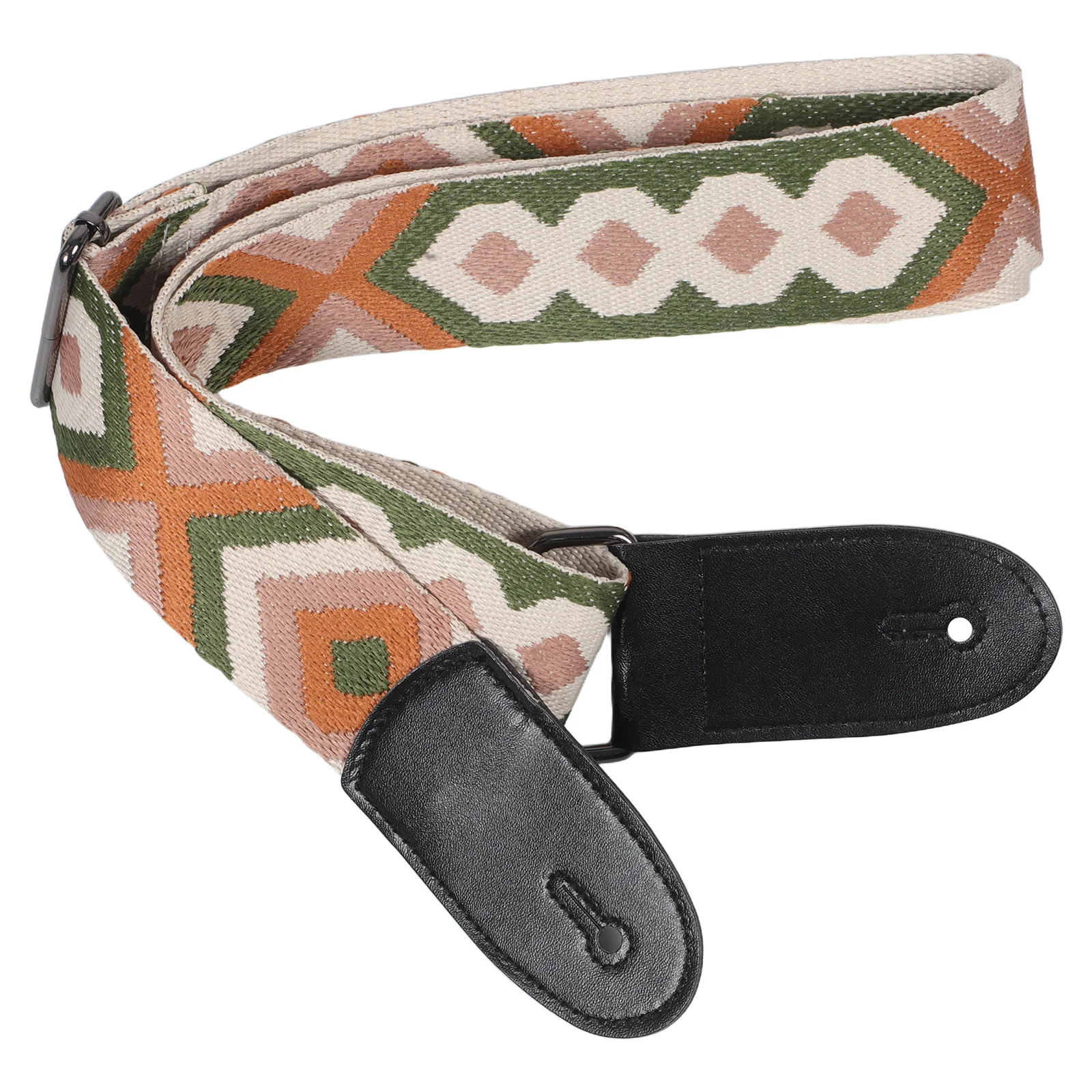 

Embroidered Guitar Strap Adjustable Wide Acoustic Replacement Belt For Travel Outdoor Vintage Boho Durable Cloth Shoulder
