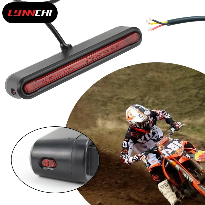 LYNNCHI Motorcycle Parts Taillights Brake Lights Turn Signal Lamp LED Strips Rear Stop Warning For ATV Kart Dirt Bike Universal