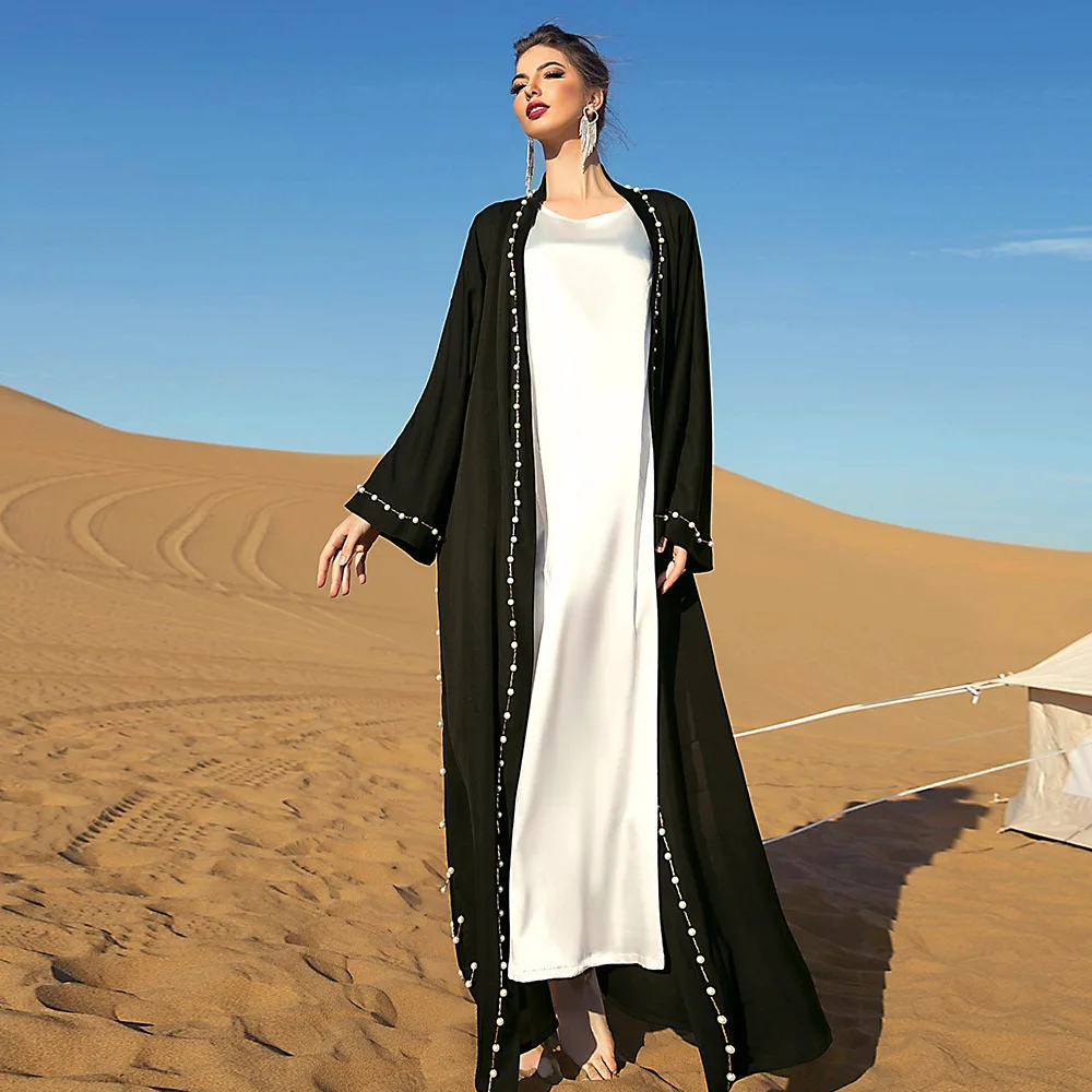 Black retro beaded long outer belt, women's Arabic dress temperament classic luxury simple women's clothing new dance costume