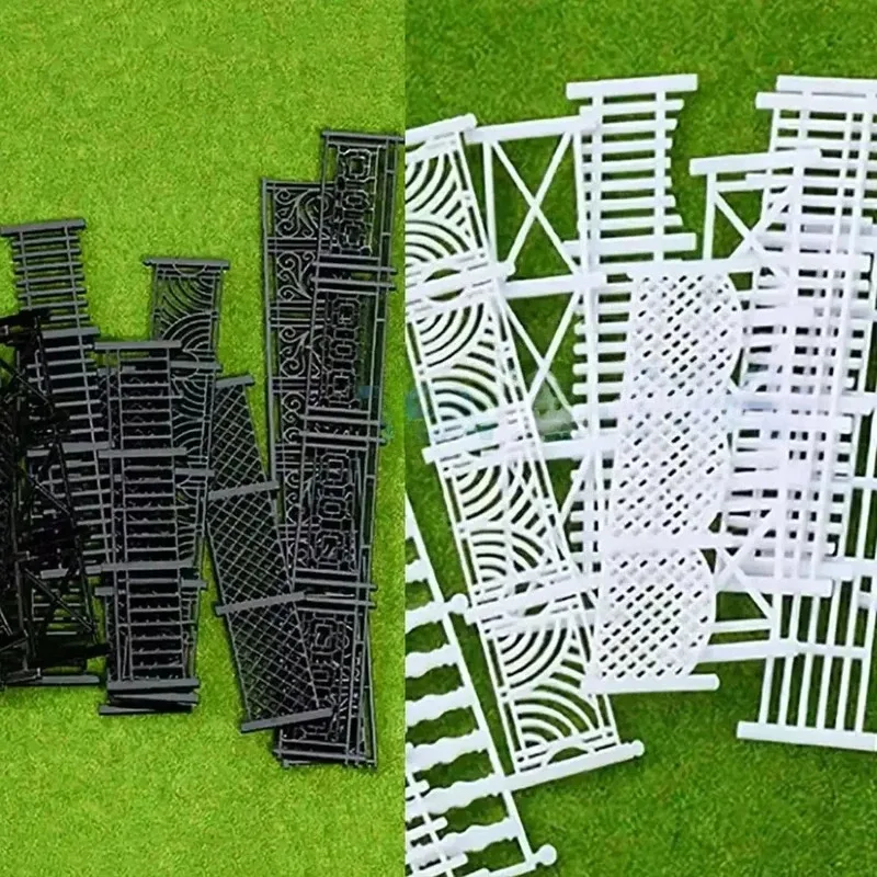 

5Pcs Plastic/Wooden Fences Guardrail Architectural Model Sand Table Landscape Railing Decorative Item Black/White Fence