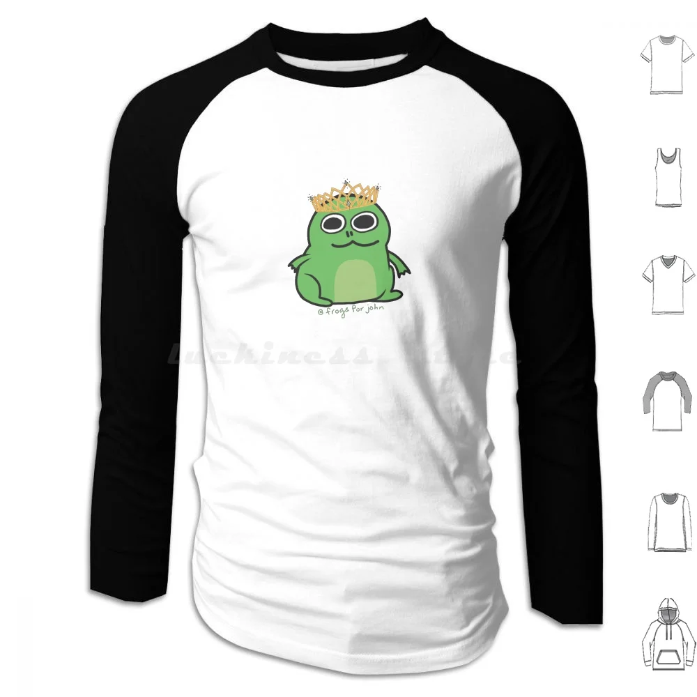 Crown Frog Hoodies Long Sleeve Cute Royal Sparkles Prince Princess Frog Adorable Small Green Derpy Animal Hat Crown