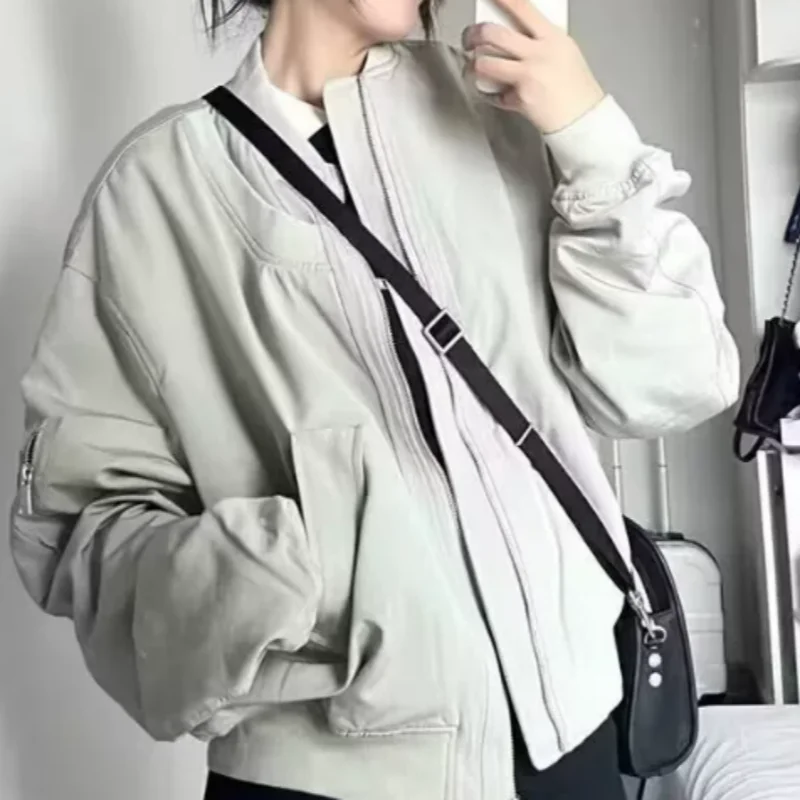 

Pilot Jacket Street Solid Color Baseball Uniform Autumn and Winter Retro Coat