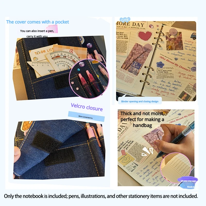 1pcs Retro Denim Journal Notebook Journaling Notebook / Grid Card Book Mini Portable Card Organizer DIY-Friendly