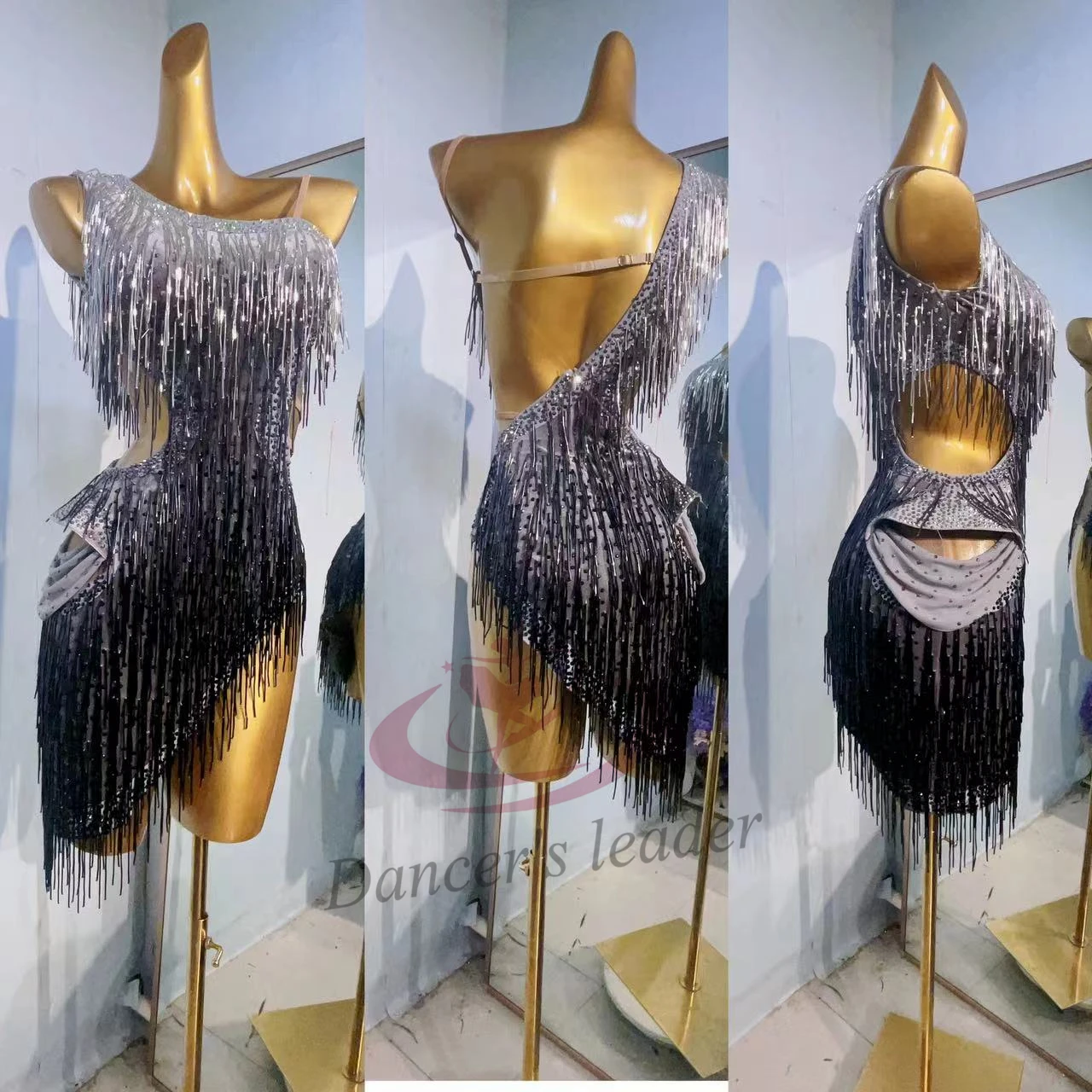 Vestido de performance de dança latina, alta qualidade, fita de tinta personalizada, diamante, samba, tango, feminino, adulto, palco, roupas profissionais