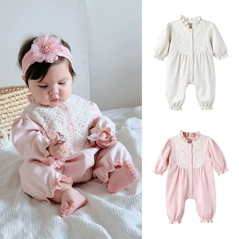 

2024 Baby's Autumn Western Style Costume Cotton Double-Sided Long-Sleeved Body Clothes for Boys and Girls Baby Jumpsuit Outfit