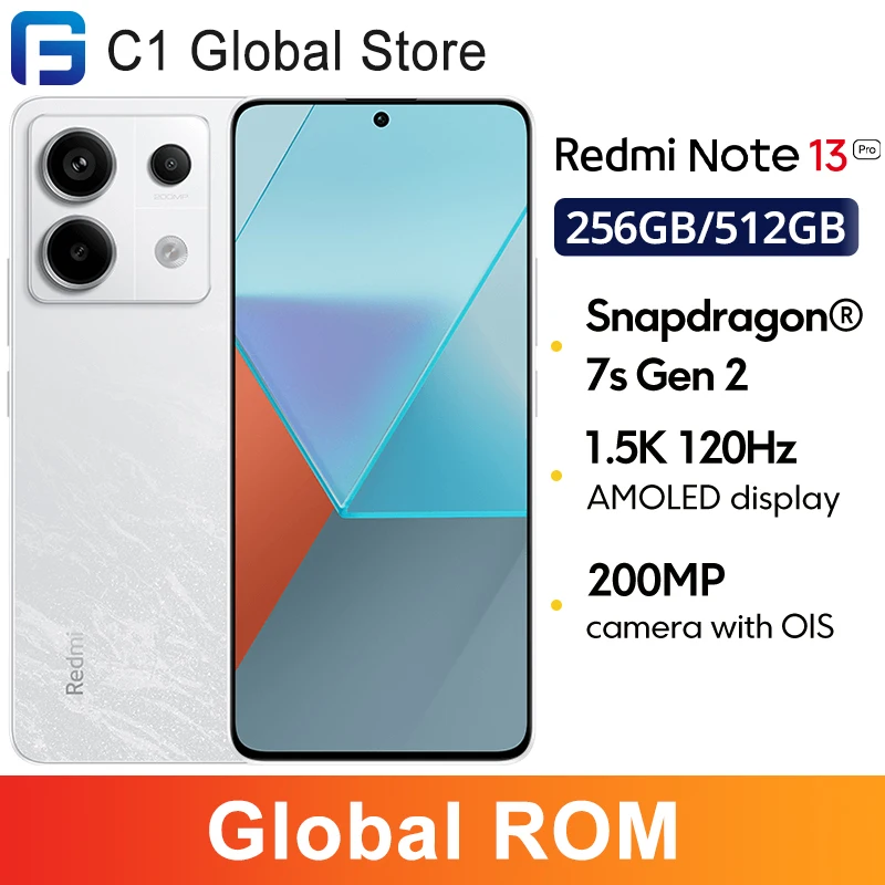 Global ROM Xiaomi Redmi Note 13 Pro 5G Snapdragon 7S Gen 2 Smartphone 6.67" 1.5K Display 200MP OIS Camera 67W Charging 5100mAh