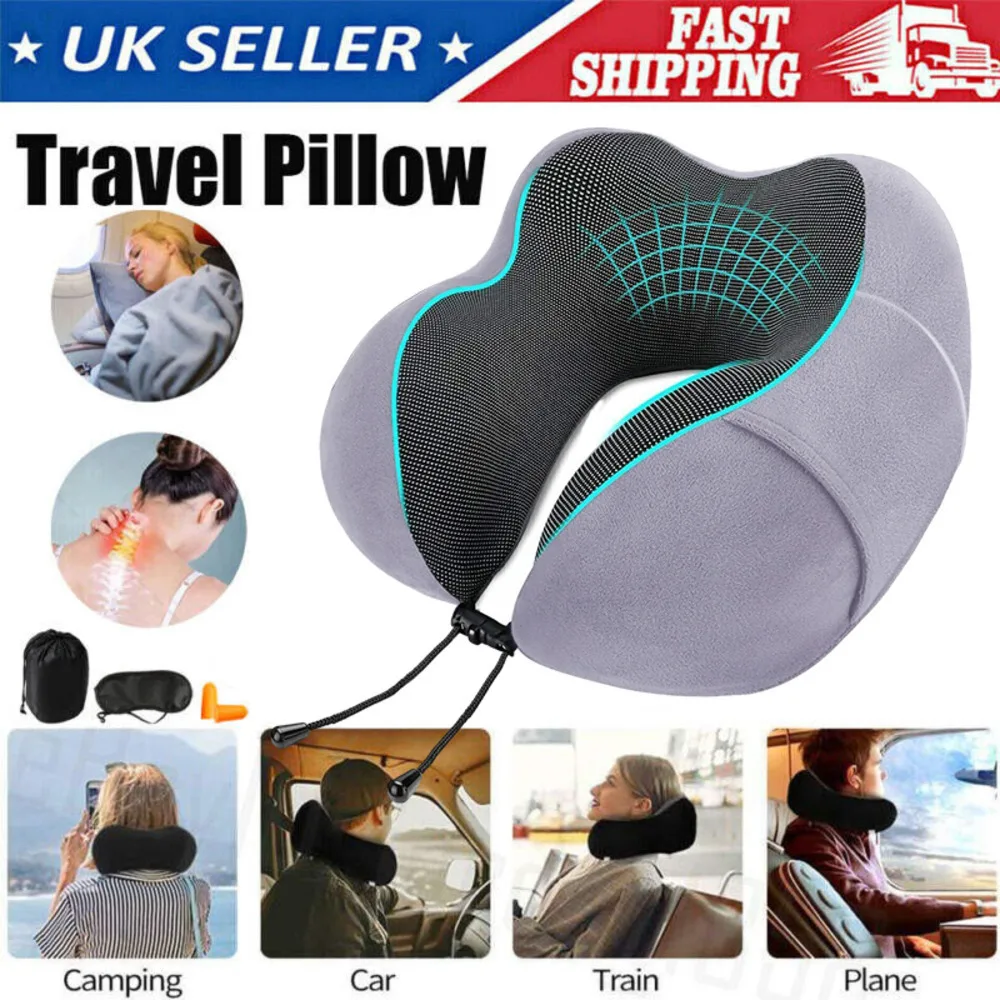 U-Shaped Travel Memory Foam Head Rest Support Neck Pillow UK