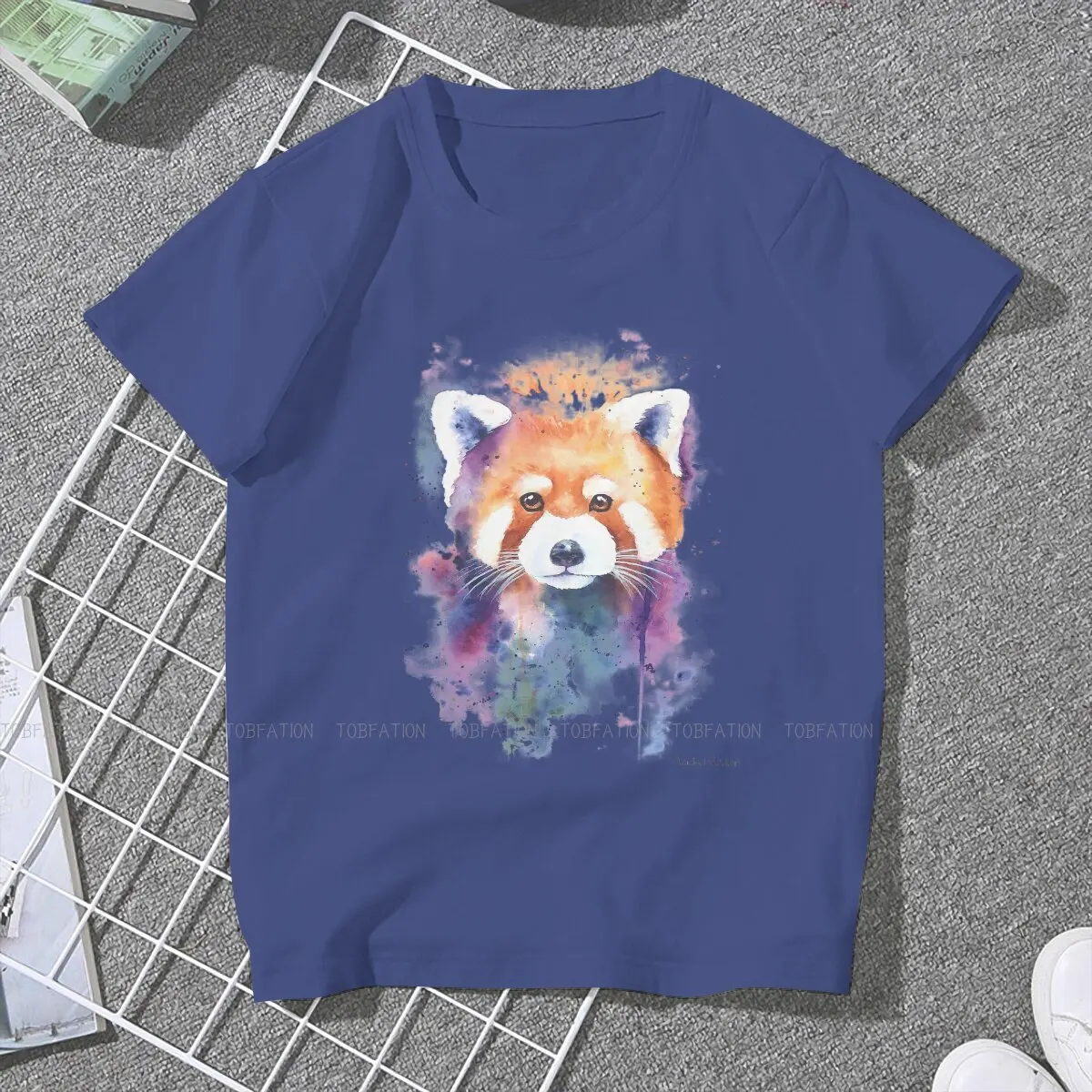 Splash Watercolor  O Collar TShirt Red Panda Ailurus Fulgens Fabric Original T Shirt Woman's Tops 5XL Big Sale