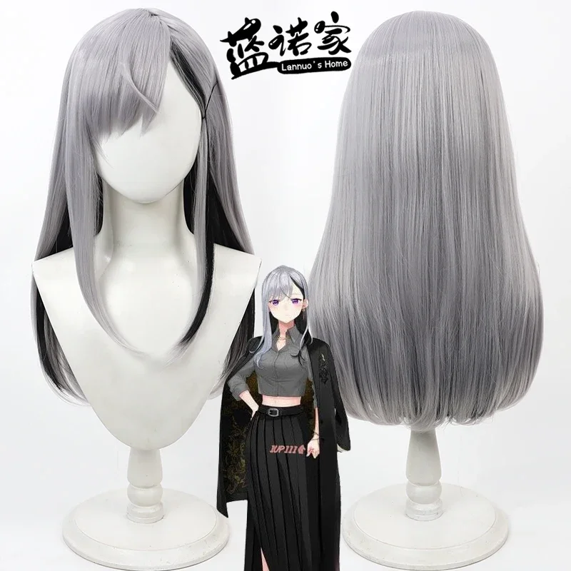 

NIJISANJI Vtuber Higuchi Kaede Cosplay Wig Grey Heat Resistant Synthetic Hair Halloween Party Role Play