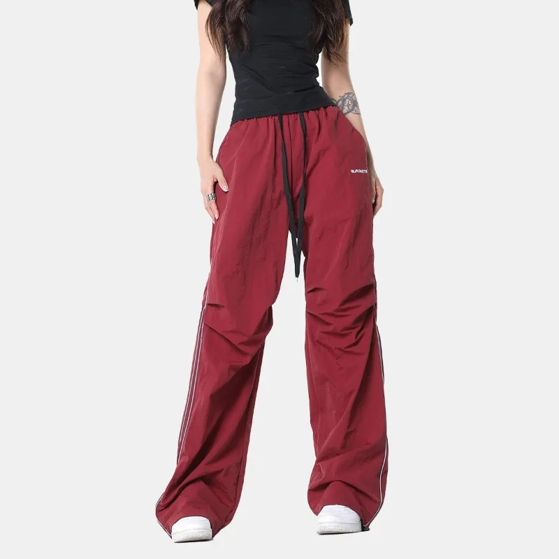 OR FL Women's Autumn American-style Casual Pants Three Dimensional Simplicity Sports Pants Baggy Look Slimmer Floor-length Pants