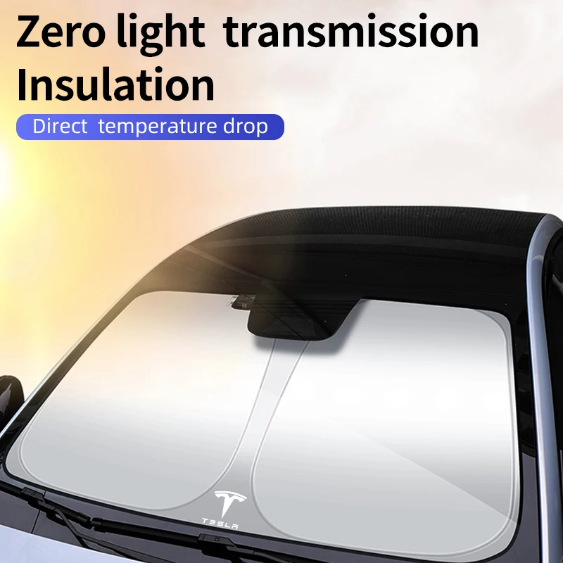 

Car Front Sunshade Windscree Auto Foldable Shading Cloth Sticker For Tesla Model 3 Model S Model X Model Y Roadster