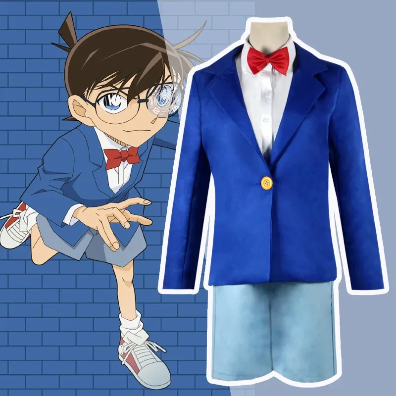 Hot Anime Kids Adult Conan Edogawa Anime Detective Conan Case Closed Edogawa Konan Cosplay Costume School Uniform Sets MS24319