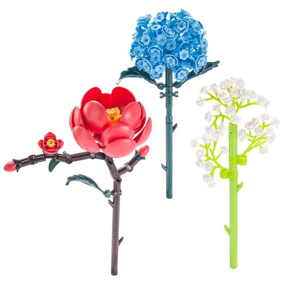 Building Blocks Ideas MOC Romantic Bouquet Tulips Rose Flower Bricks Home House Decoration Toys DIY Creative Gift for Friend