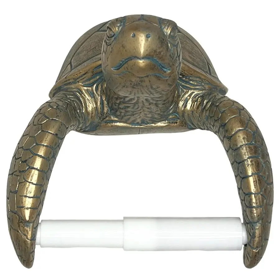 

Turtle Wall Mount Toilet Paper Roll Holder Rustic Nautical Beach Coastal Decor Bronze Verdigris Finish