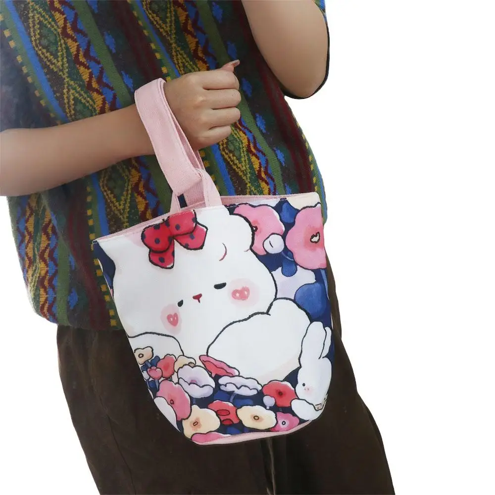 طوي أرنب الكرتون قماش دلو حقيبة الكلب طباعة أرنب حقيبة يد Ins نمط حمل حقيبة الكلب الغداء حقيبة في الهواء الطلق #4