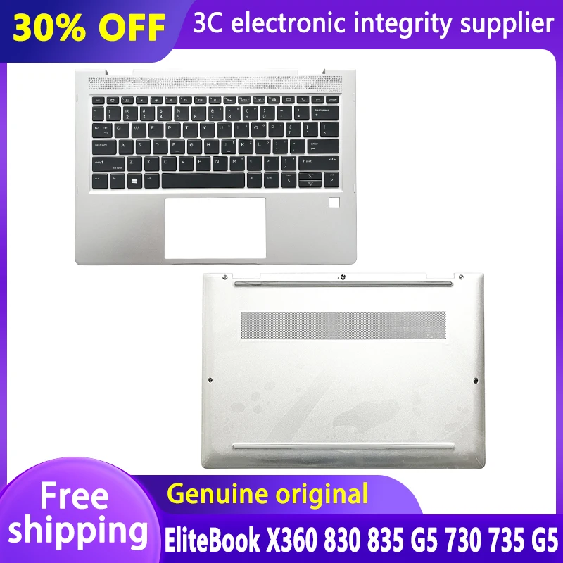 Caso original do portátil para HP EliteBook, Touchpad, Palmrest superior, inferior, X360, 830, G5, 730, 735, 835, teclado G5, L56448, L65217-001