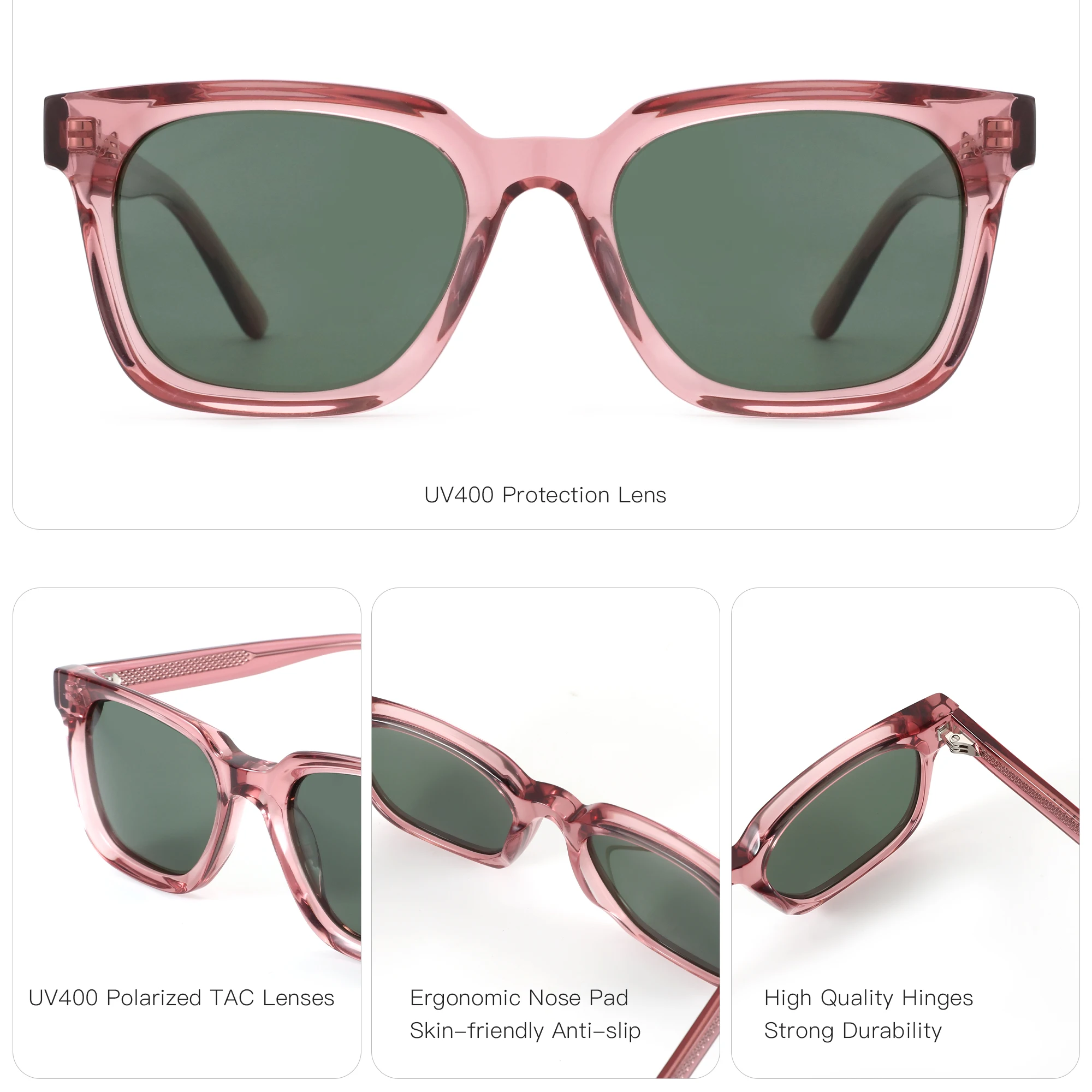 ZENOTTIC（M Size）Stylish Acetate Polarized Prescription Sunglasses For Women Trend UV400 Myopia/Progressive Optical Sun Glasses