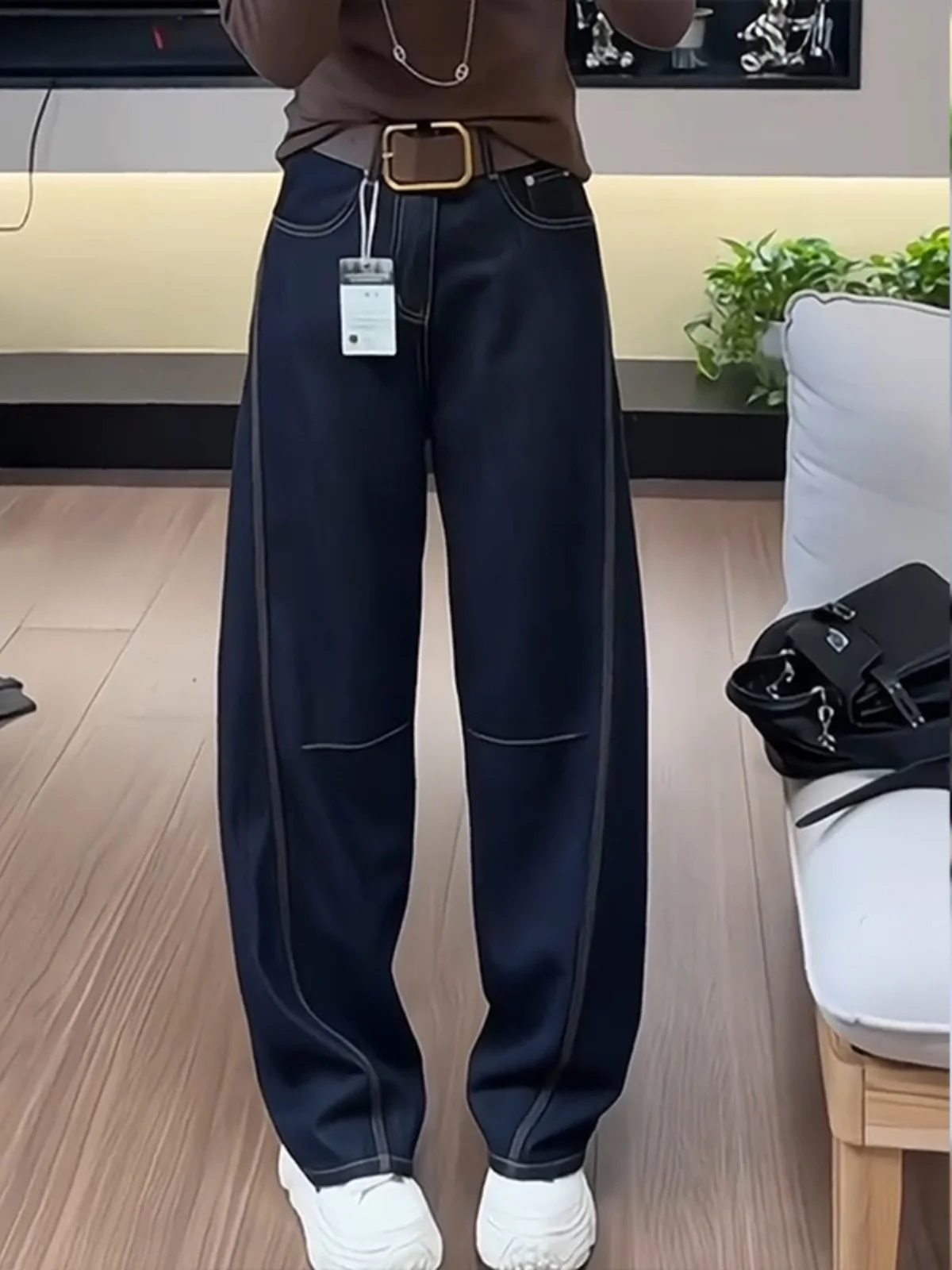 

plus Size Vintage European Style Wide Leg Jeans Women's Loose Fit Banana Pants Pear Shaped Body Slimming Spring New Arrival