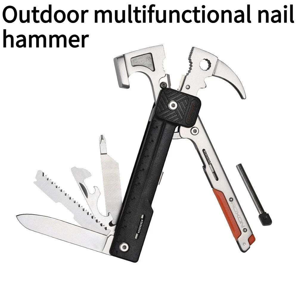 New Ando Functional Nail Hammer Camping Portable Tool Pliers Outdoor Self-defense Emergency Equipment
