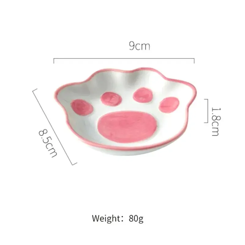 Japanese Cute Cat's Paw Taste Dish Ceramic Cartoon Dessert Plate Soy Fruit Sauce Dish Seasoning Bowl Household Dip Dishes