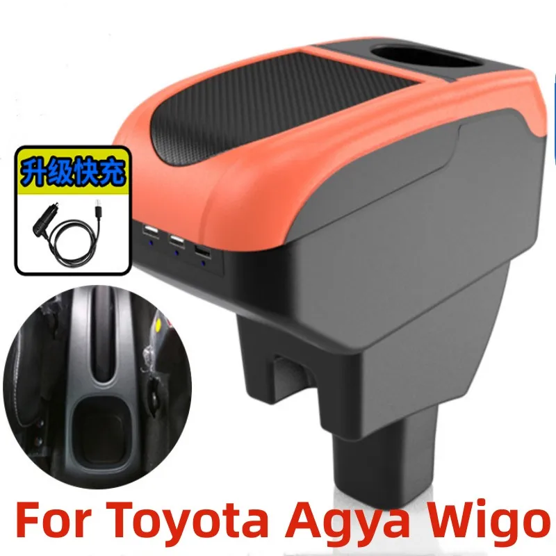 

NEW For Toyota Agya Armrest box For Toyota Agya Wigo Car Armrest Central Storage box Retrofit with USB Charging Car accessories