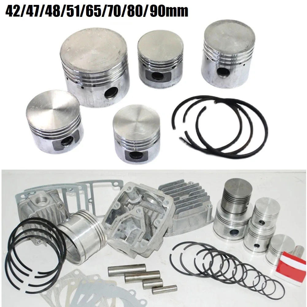 42mm-90mm Air Compressor Piston With Rings + 1 Pin + 2 Circlip For Piston Air Compressors Home Air Tool Replacement Accessories