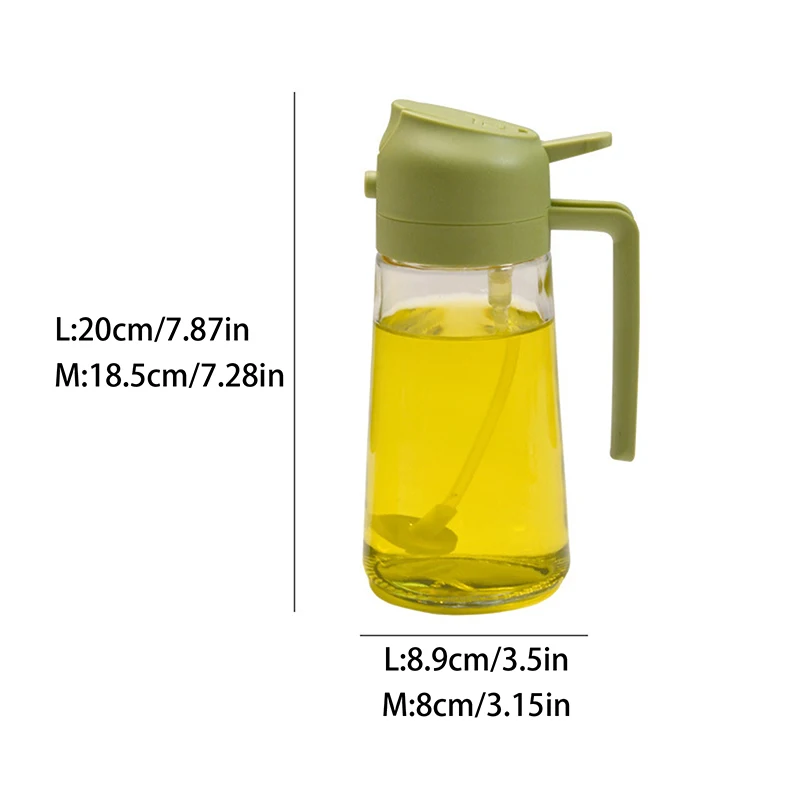 450/600ml Oil Spray Bottle With Pour Spout Leakproof Multifunctional Large Capacity Glass Oil Bottle Kitchen Cooking Accessory