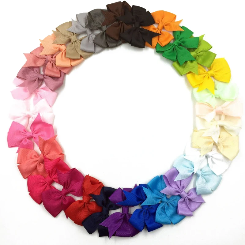 

120pcs/lot 3.2" Grosgrain Ribbon Flower Bows with Hair Clips For Women Baby Boutique HeadBows/Hairclips Girls' Hair Accessories