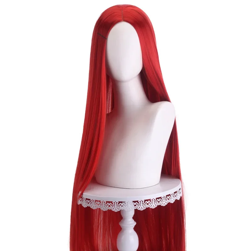 Lange gerade Cosplay-Perücke, 100 cm, Mittelscheitel, zentraler Split, blond, rosa, rot, lila, hitzebeständige Kunsthaar-Perücken