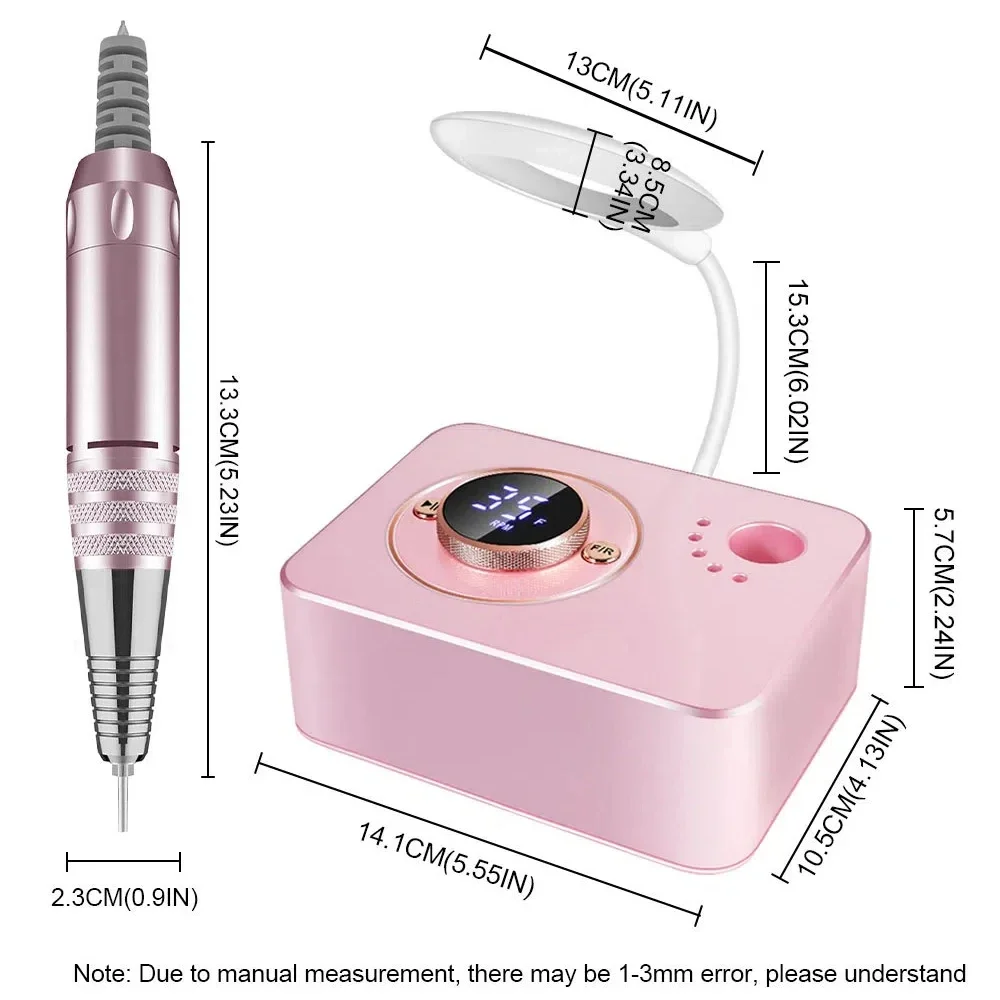 Perceuse à Ongles Électrique de Bureau pour Verhéritage Gel, Dissolvant avec Lumière LED USB, Outils d'Art, 35000RPM