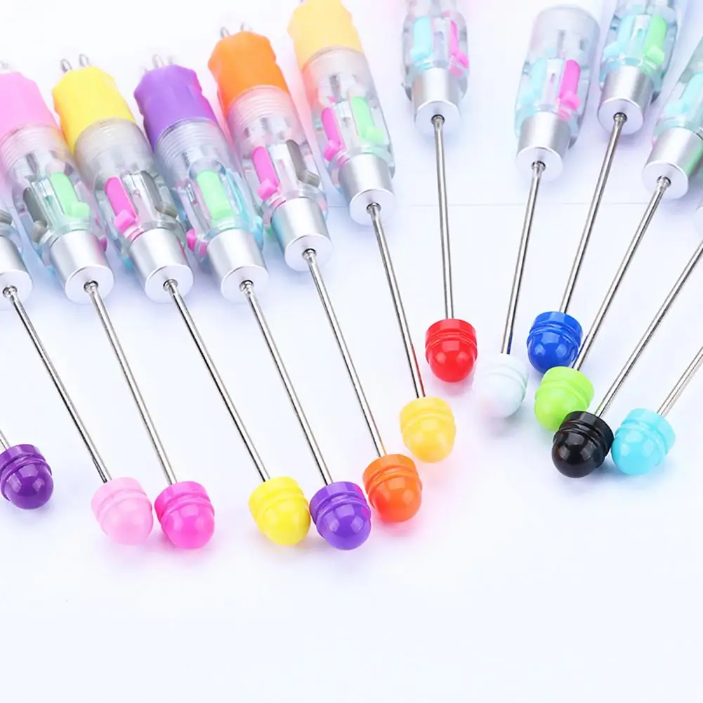 Caneta Esferográfica Retrátil Frisada, 4 Cores, Caneta Gel Frisada, Papelaria Presente, DIY Beadable Canetas, Material Escolar