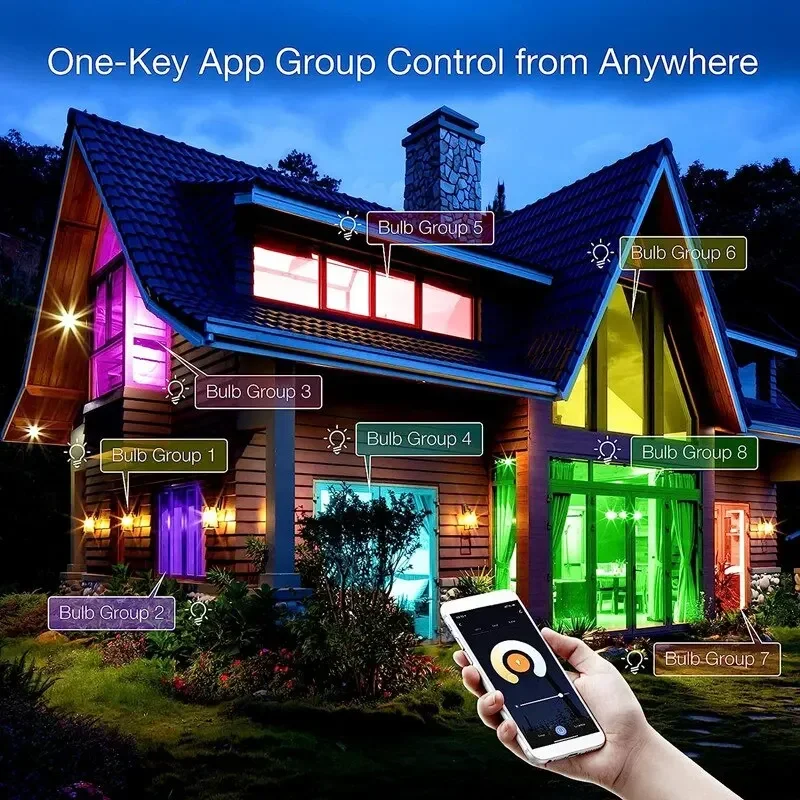 Tuya WiFi สมาร์ทหลอดไฟ E27 9W บลูทูธ RGB 110V 220V สมาร์ทไฟ LED หรี่แสงได้ควบคุมเสียงสําหรับ Alice Alexa Google Home