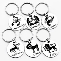 Constellation Stainless Steel Keychain, Scorpio Leo Sagittarius Gemini Cancer Aries Accessories, Birthday Gift