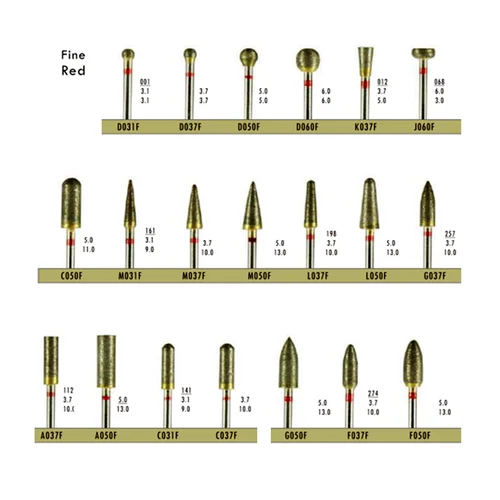 Imagen 2 del producto Broca Dental totalmente sinterizada de diamante HP, herramientas de odontología, pulidora de coronas de cerámica de Zirconia, pulido de laboratorio rojo fino