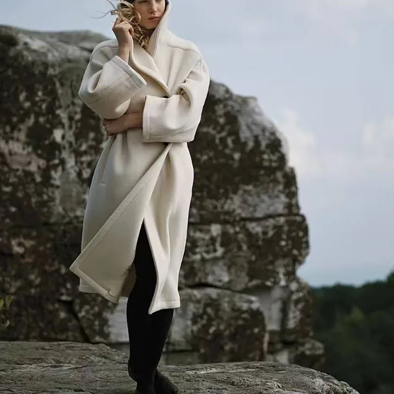 

Women's Wool Coat, Premium Long-Line Jacket with Oversized Collar, Versatile Warm Trench Coat, 2026 Spring New Arrival, Y2K